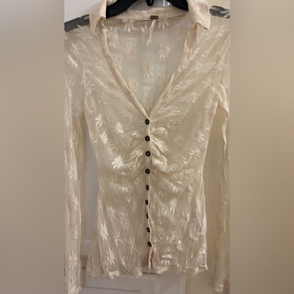 Free People Floral Lace Top